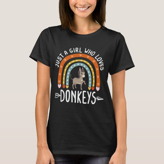 Camiseta Só Uma Menina Que Ama Donkeys Rainbow Cute Donkey  (Frente)