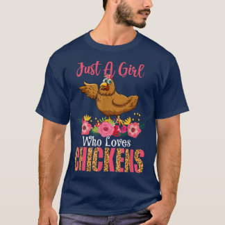 Camiseta Só Uma Menina Que Ama Galinhas Florais Chicken Mui
