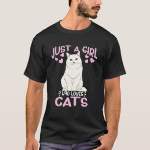 Camiseta Só Uma Menina Que Ama Gato Branco E Bonito