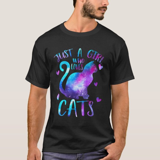 Camiseta Só Uma Menina Que Ama Gato Do Espaço Da Galáxia. (Frente)