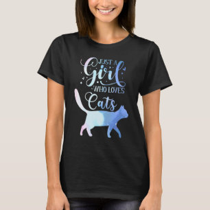 Camiseta Só Uma Menina Que Ama Gatos Aquarela Gatinha Mãe F