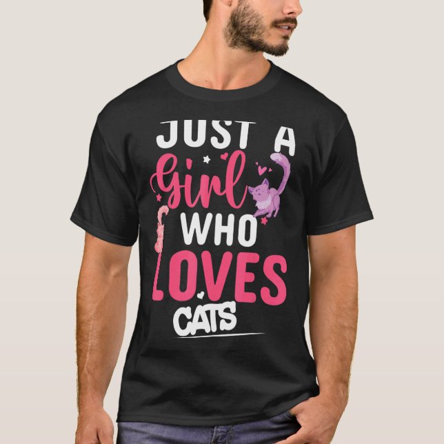 Camiseta Só Uma Menina Que Ama Gatos Bonitos (Frente)