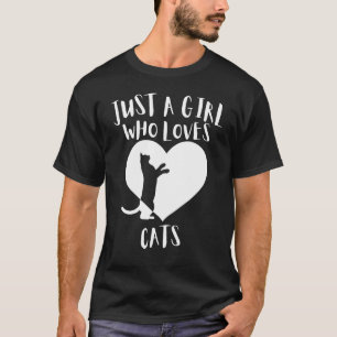Camiseta Só Uma Menina Que Ama Gatos Brancos De Gato Negro