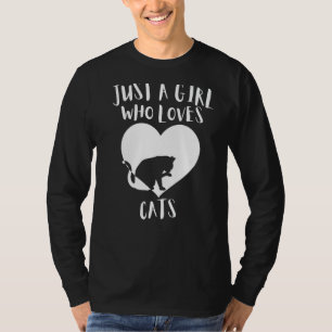 Camiseta Só Uma Menina Que Ama Gatos Brancos De Gato Negro