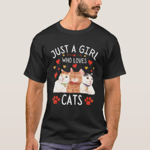 Camiseta Só Uma Menina Que Ama Gatos De Cata De Cama De Cam