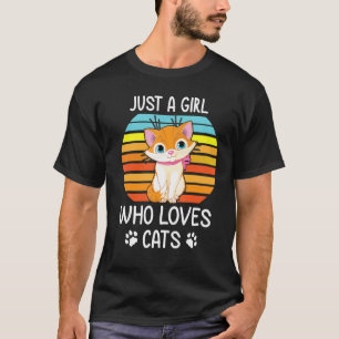 Camiseta Só Uma Menina Que Ama Gatos Felizes Para Mim, Sua