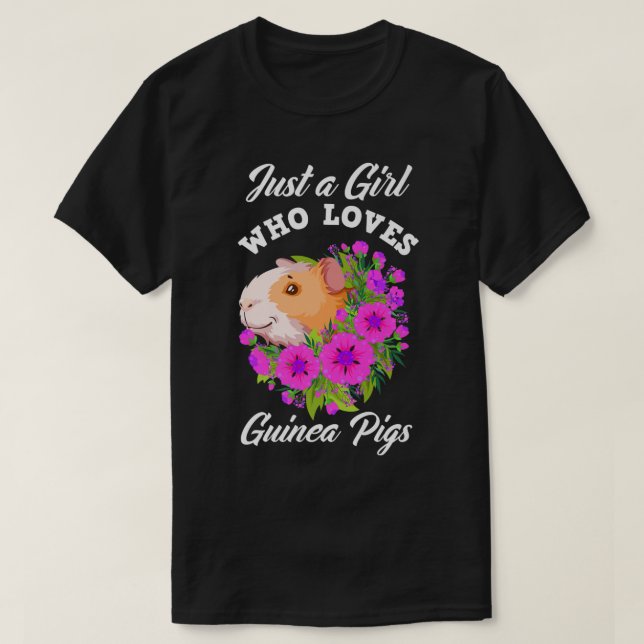 Camiseta Só Uma Menina Que Ama Guiné Suína Bonita Porco (Frente do Design)