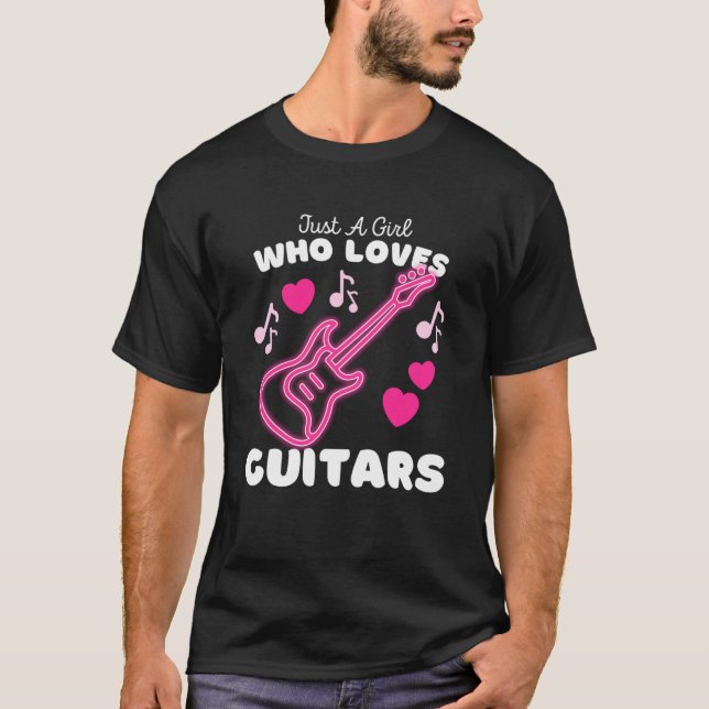 Camiseta Só Uma Menina Que Ama Guitarras, Gotas Belas Elétr (Frente)