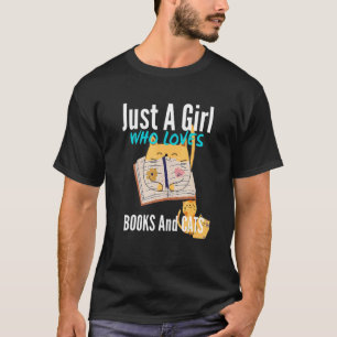 Camiseta Só Uma Menina Que Ama Livros E Gatos De Gato Bonit