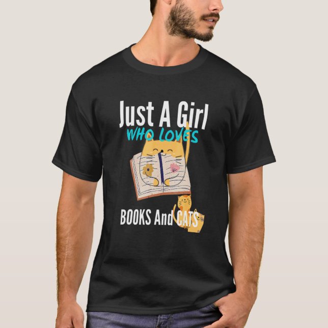 Camiseta Só Uma Menina Que Ama Livros E Gatos De Gato Bonit (Frente)
