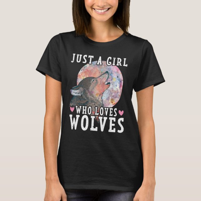 Camiseta Só Uma Menina Que Ama Lobos, Lobo Animal (Frente)