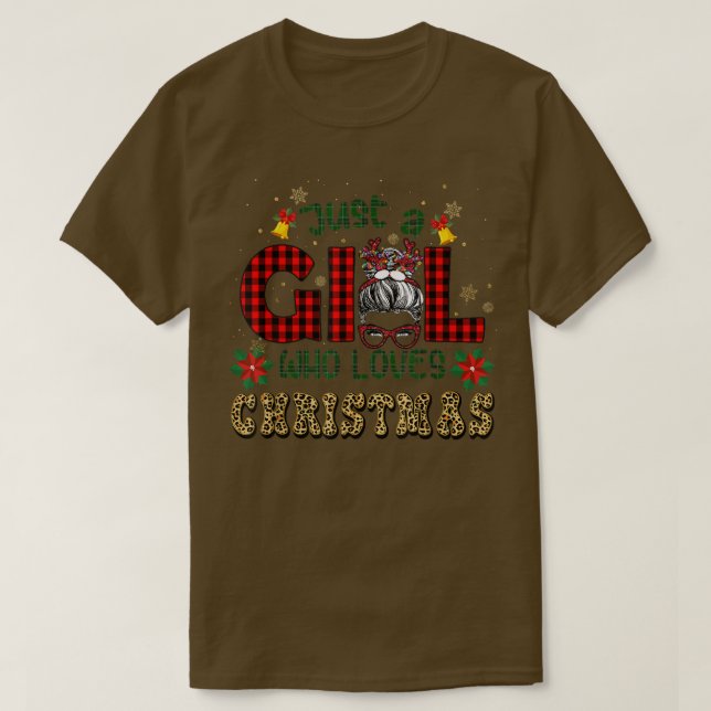Camiseta Só Uma Menina Que Ama O Leopardo De Natal, Mensage (Frente do Design)