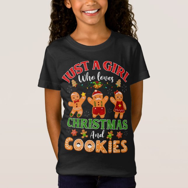 Camiseta Só Uma Menina Que Ama O Natal E O Ginger De Biscoi (Frente)