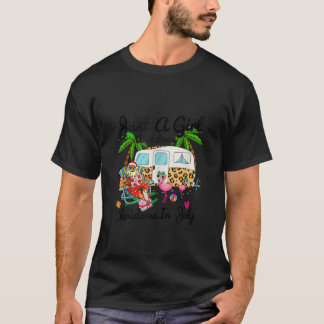 Camiseta Só Uma Menina Que Ama O Natal Em Julho Acampando C