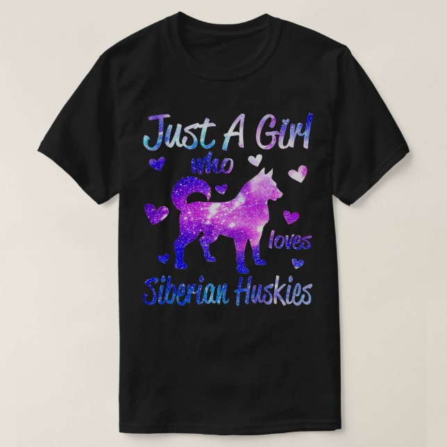 Camiseta Só Uma Menina Que Ama Os Huskies Siberianos Cachor (Frente do Design)