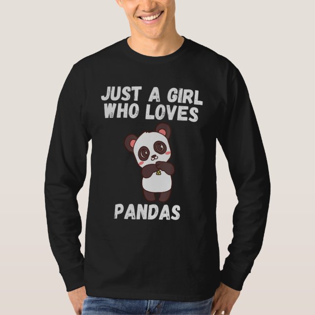Camiseta Só Uma Menina Que Ama Pandas Panda Para Meninas (Frente)