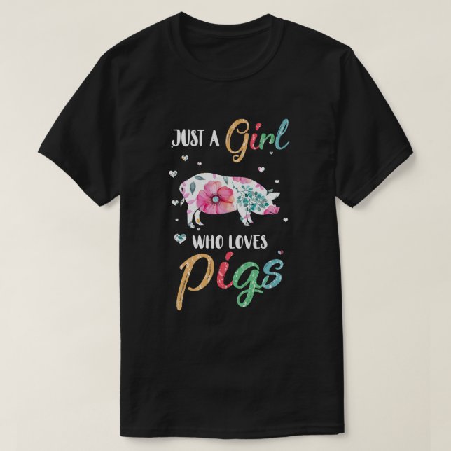 Camiseta Só Uma Menina Que Ama Porco Bonito (Frente do Design)