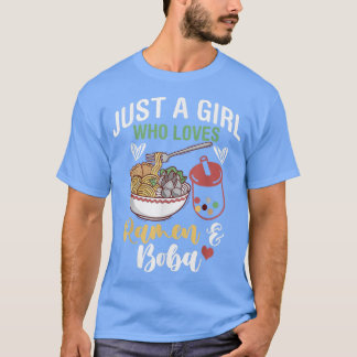 Camiseta Só Uma Menina Que Ama Ramen E Boba Bubble, Dra.