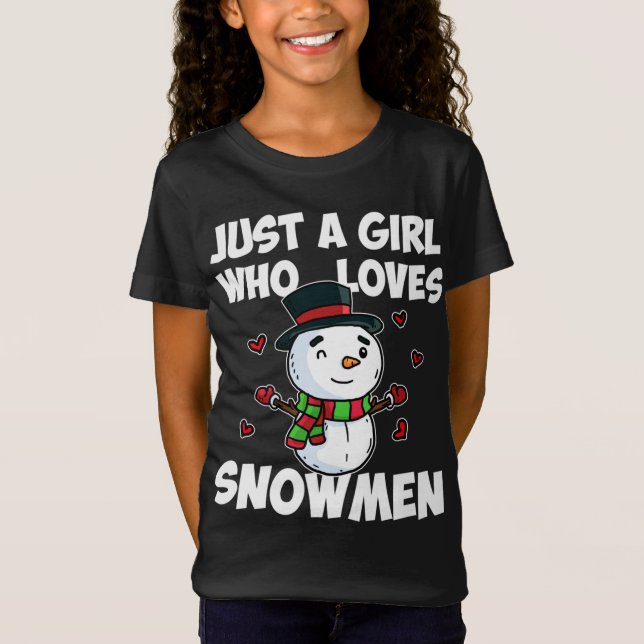 Camiseta Só Uma Menina Que Ama Snowman Cute Frozen Snowman (Frente)