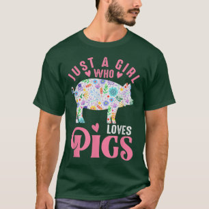 Camiseta Só Uma Menina Que Ama Suínos Farmadora De Fazendas