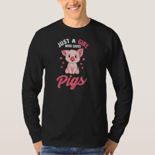 Camiseta Só Uma Menina Que Ama Suínos Sobrevoando Um Farmei