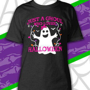 Camiseta Só Uma Menina Que Ama Um Fantasma Rosa Bonito De H