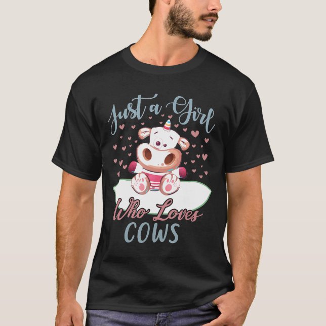 Camiseta Só Uma Menina Que Ama Vacas Bonitas Hoje À Noite (Frente)