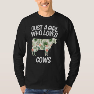 Camiseta Só Uma Menina Que Ama Vacas Para Mulheres Fazenda 