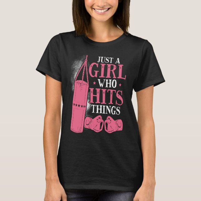 Camiseta Só Uma Menina Que Bate No Boxing Da Mulher (Frente)