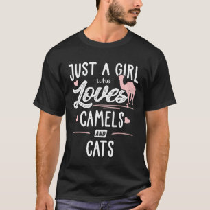 Camiseta Só Uma Rapariga Que Ama Camelos E Gatos Mulheres