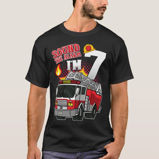 Camiseta Soa o alarme que sou 7 homens bombeiros (Frente)