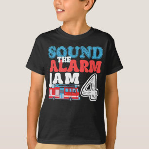 Camiseta Soa o alarme. Sou 4 crianças de 4 anos.