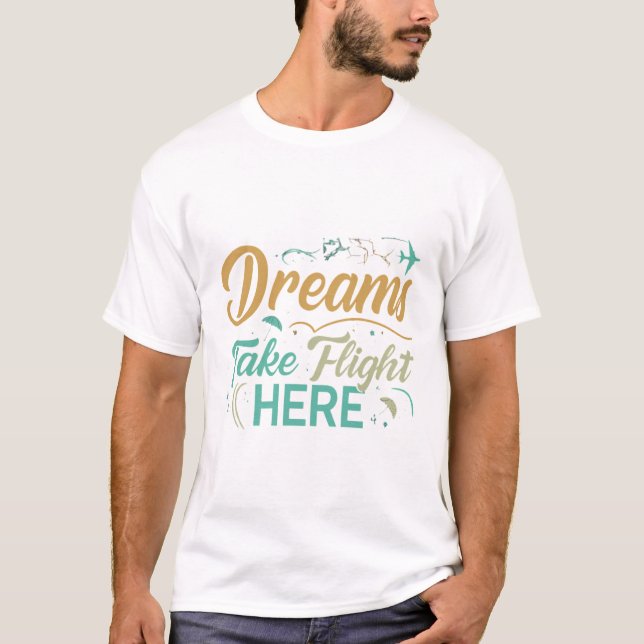 Camiseta Soar Acima: Sonhos Levam Voo Aqui (Frente)