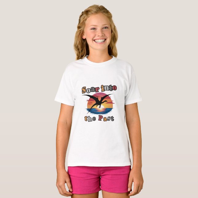 Camiseta Soar No Passado - Silhueta Pterosaur Sunset (Frente Completa)