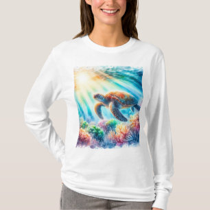 Camiseta sob a tartaruga marinha oceânica