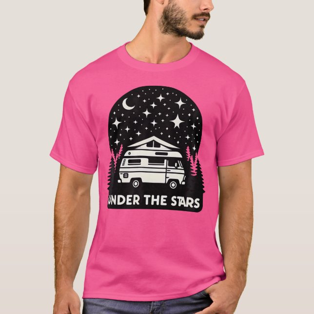 Camiseta Sob As Estrelas Serene Camping Van Silhouette - Mi (Frente)