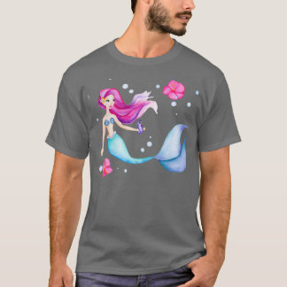 Camiseta Sob o Mar de Mermaid Watercolor