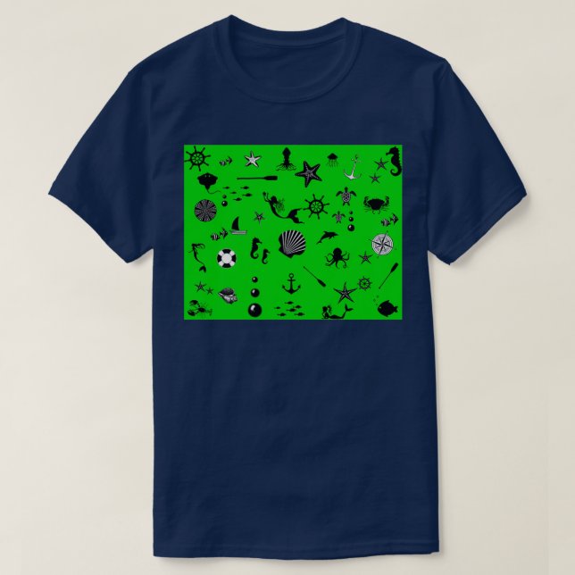 Camiseta Sob o mar em verde (Frente do Design)