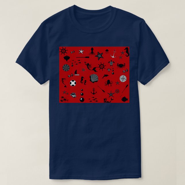 Camiseta Sob o mar em vermelho (Frente do Design)