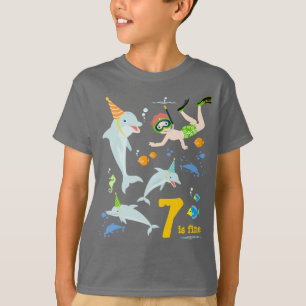 Camiseta Sob o mar golfinhos e festas de aniversário de gar