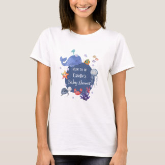 Camiseta Sob o mar mamãe para ser azul menino criaturas mar