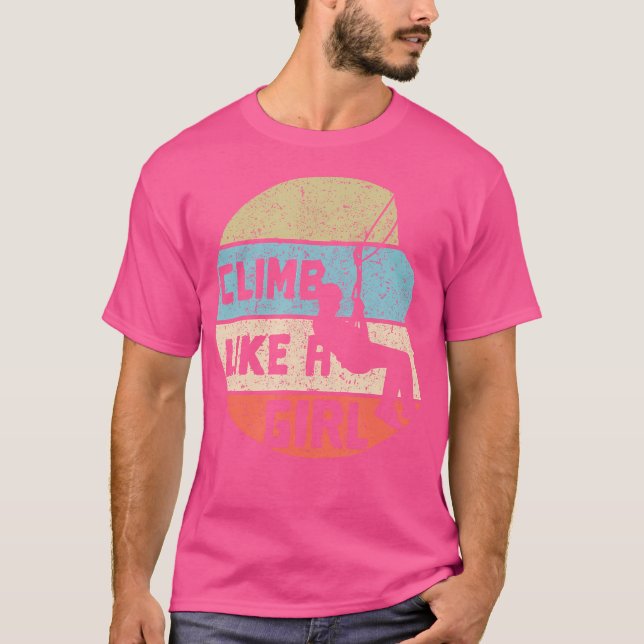 Camiseta Sobe Como Uma Parede De Garota Que Sobe Em Escala (Frente)