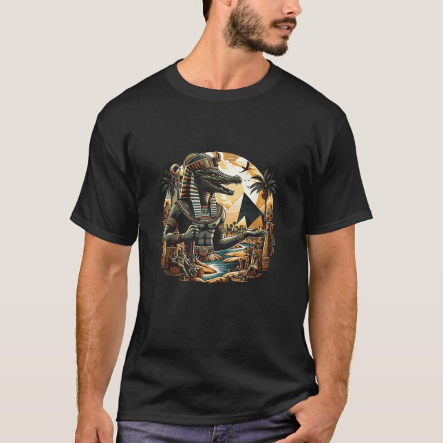 Camiseta Sobek Egípcio Mythology Diety Nile Crocodile AINH (Frente)