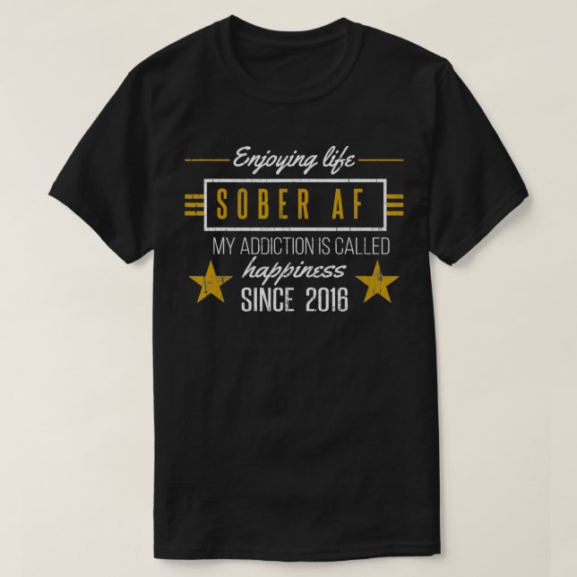Camiseta Sober AF Desde 2016 6 Anos Aniversário Vi (Frente do Design)