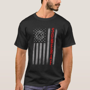 Camiseta SOBER AF EUA Flag Support Sobriety Cause, recupera
