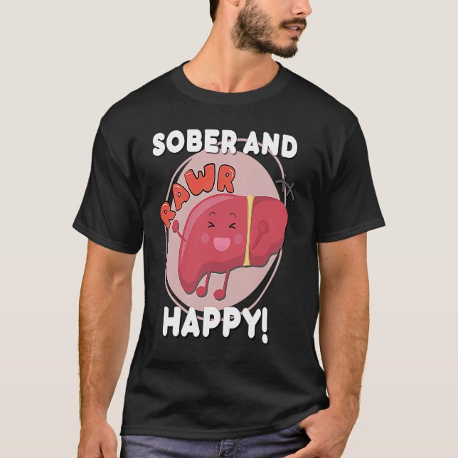 Camiseta Sober and Happy Liver Chibi Joy Recovery Anniversa (Frente)