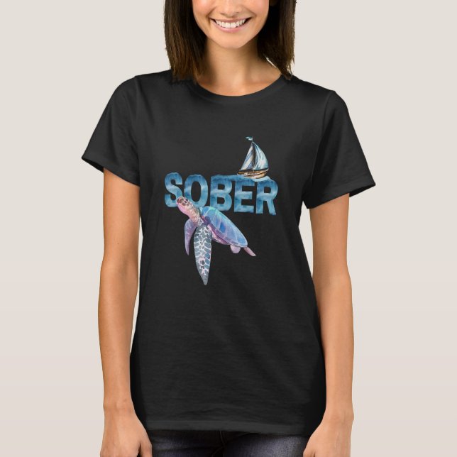 Camiseta Sober Sailboat E Sea Turtle Recovery Na Aa Anniv (Frente)