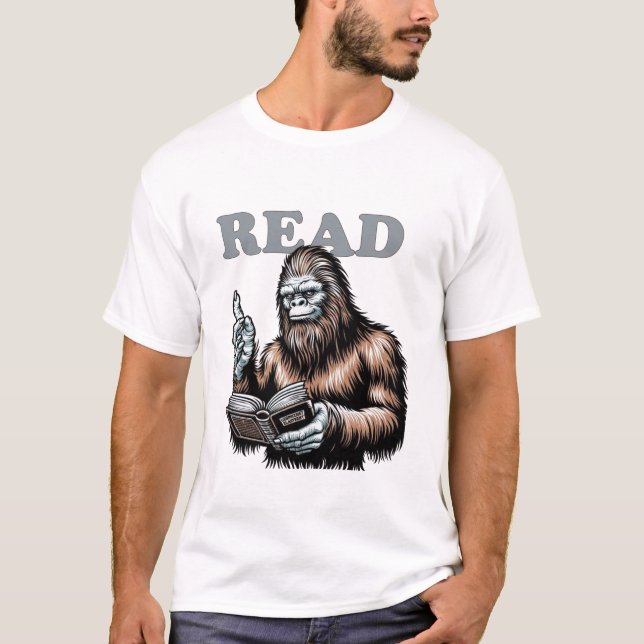 Camiseta Sobre a Leitura do Bigfoot Lê (Frente)