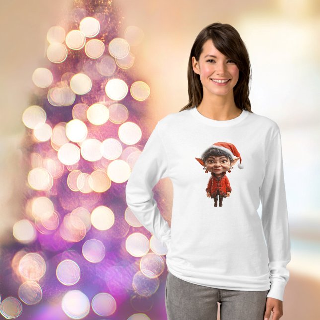 Camiseta Sobre Isso! Tee das Mulheres do Elfo de Natal (Criador carregado)
