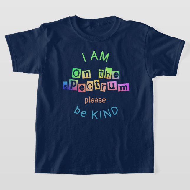 Camiseta Sobre O Espectro Arco-Íris Marinho Azul Autismo Co (Postura )